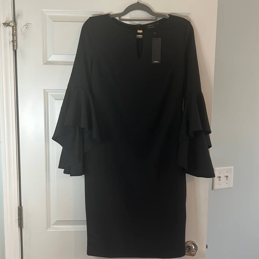 NWT size large black three quarter sleeve dress